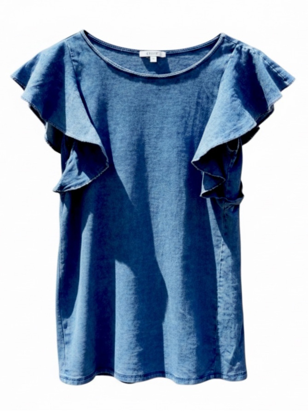 Z Supply Women’s ’The Jersey’ Sleeveless Denim Ruffle Dress. Indigo. Extra-Small